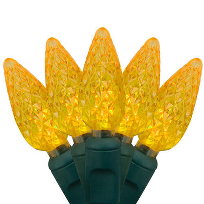 C6 led gold Christmas lights on green wire