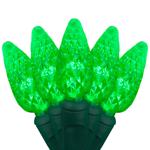 C6 led green Christmas lights on green wire