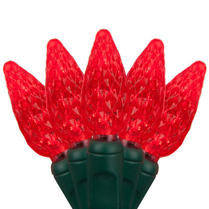 C6 red Christmas lights on green wire
