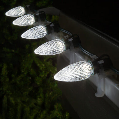 cool white C9 OptiCore LED Christmas string lights on green wire