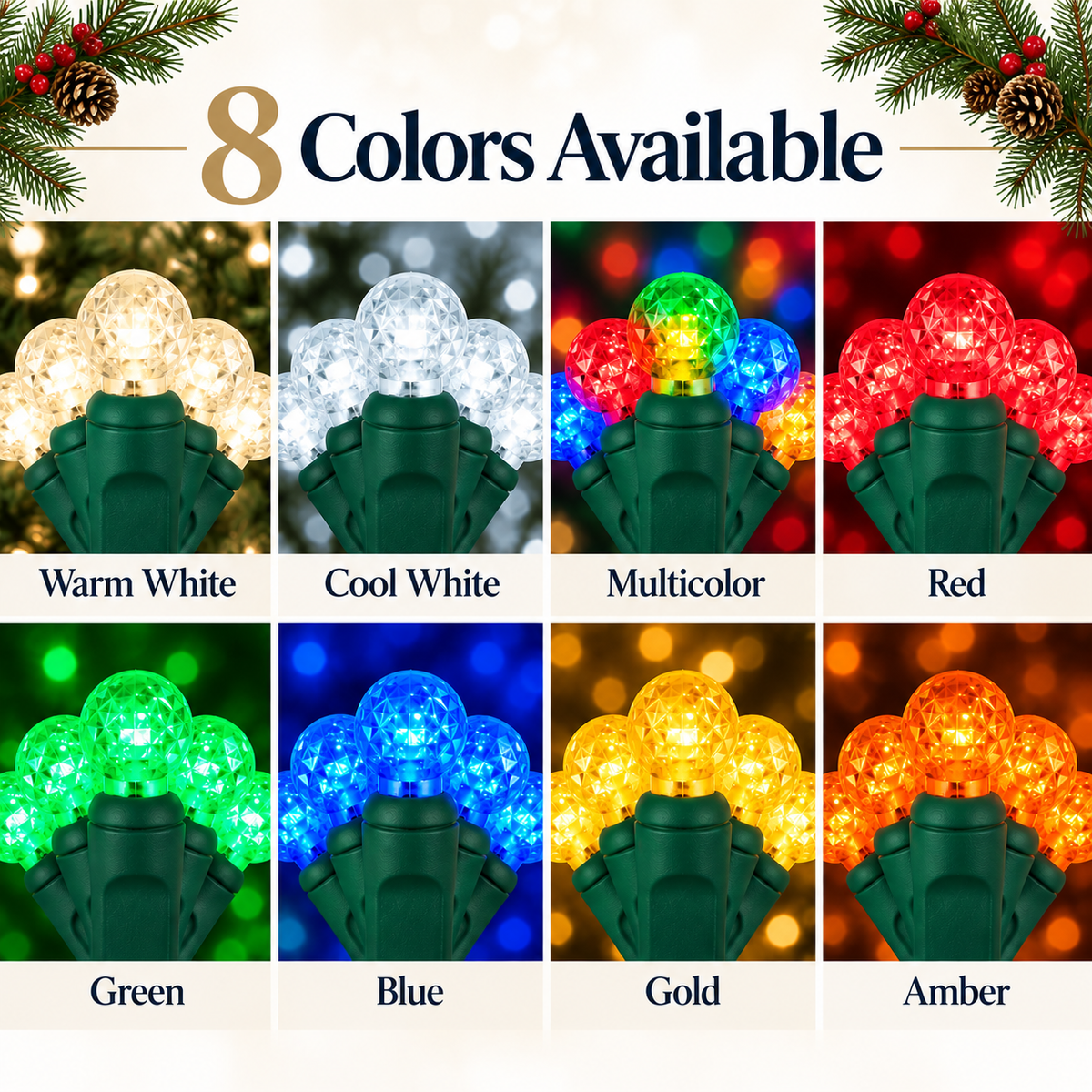 70 LED G12 Razzberry Globe Christmas String Lights | 1 Strand or 4-Pack