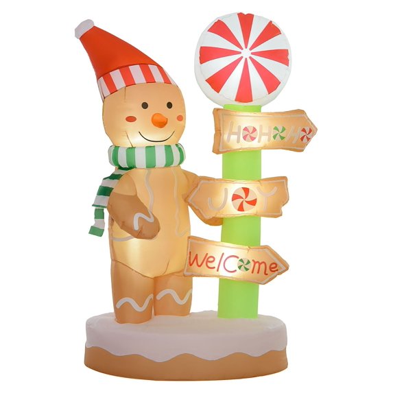 6 Ft Inflatable Gingerbread Man & Sign