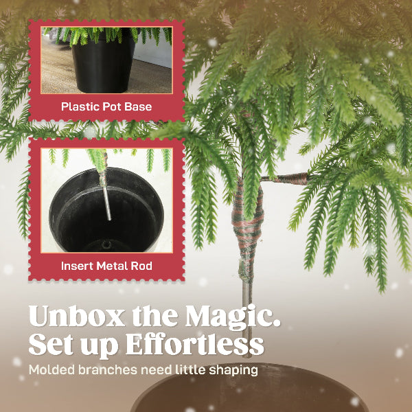 4 Ft Artificial Norfolk Pine Christmas Trees, Set of 2 – Unlit – additional product view 6