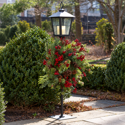 Metal Lantern Post with Wreath Holder 43.25"H — Melrose International product photo