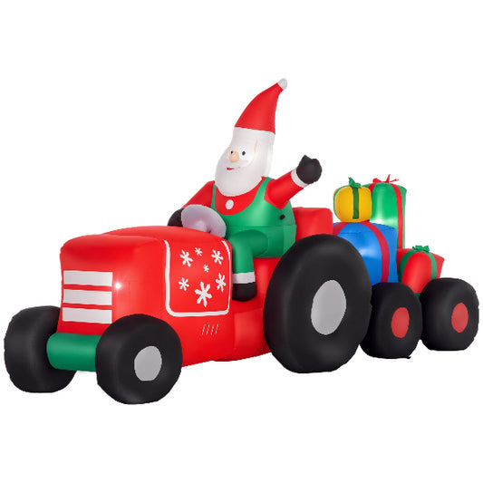 9 Ft Inflatable Santa Driving a Christmas Gift Trailer – product image