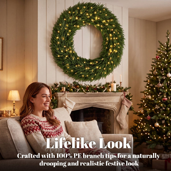 48 Inch Pre-Lit Norfolk Pine Christmas Wreath – additional product view 6