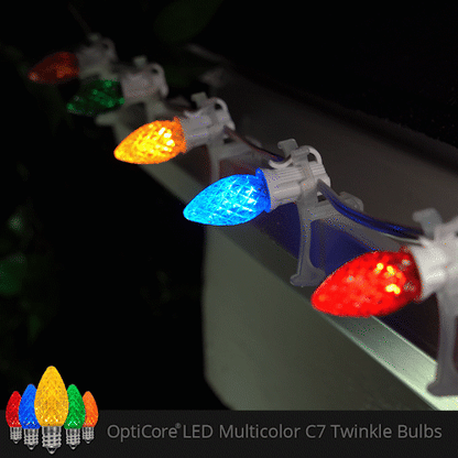 Multicolor C7 Twinkle OptiCore LED Christmas lights showing twinkle effect