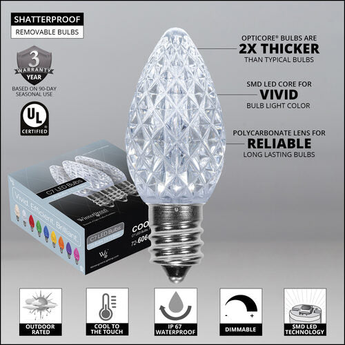 C7 OptiCore LED Christmas pathway lights with PathPRO stakes in six colors Warranty