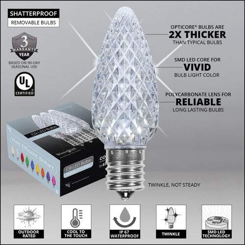 c9 opticore twinkle led light string warranty