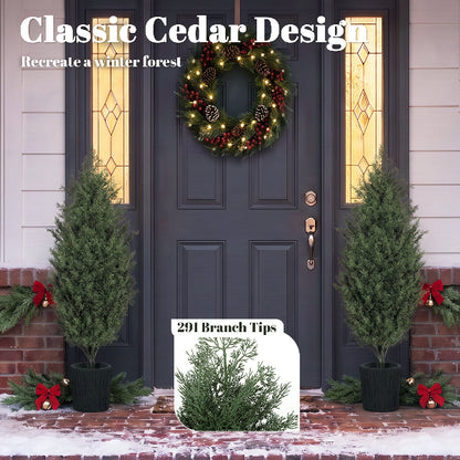 4 Ft Artificial Cedar Topiary Christmas Trees, Set of 2 – additional product view 5