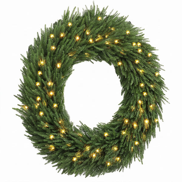 48 Inch Pre-Lit Norfolk Pine Christmas Wreath – product image