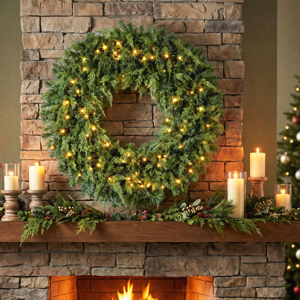 48 Inch Pre-Lit Cedar Christmas Wreath – additional product view 8