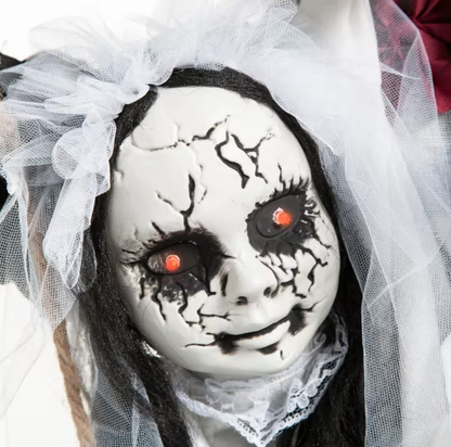 Bride groom Skeleton couple on a swing talking Halloween decoration