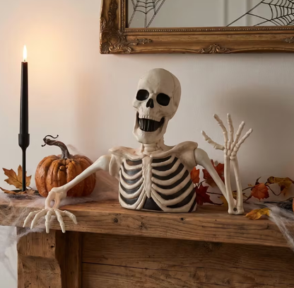 8" Black & White Groundbreaker Skeleton Halloween Decoration Home Decor