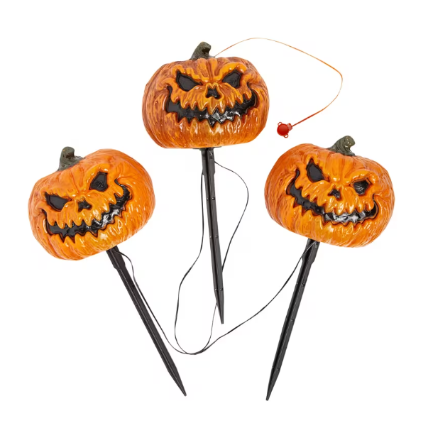 Evil Jack-O'-Lantern Talking Pathway Markers Yard Stakes