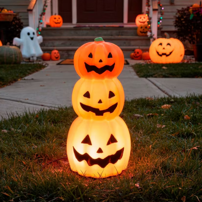 12" Light-Up LED Stacked Jack-O'-Lantern Pumpkins Blow Mold Halloween decoration