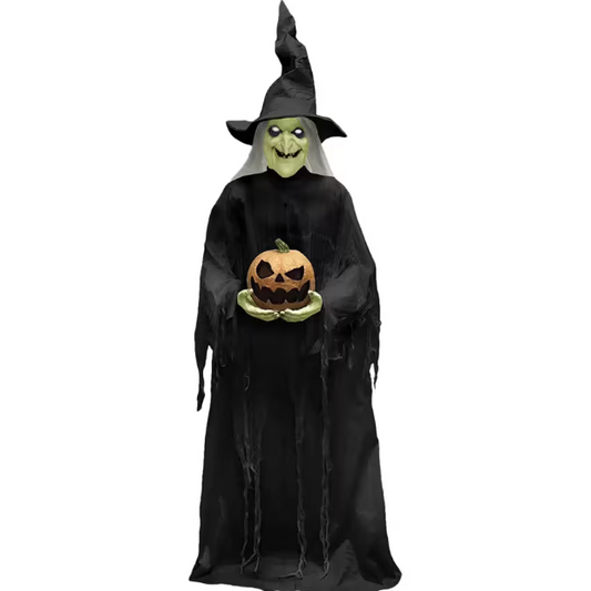 7 Ft. Light-Up Green Witchy Witch Animated Halloween Prop