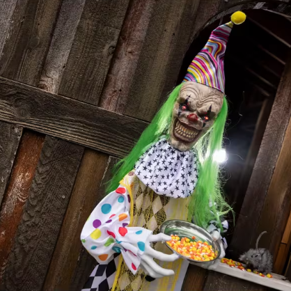 5 Ft 6 in Hanging Killer Clown Animated Halloween Prop