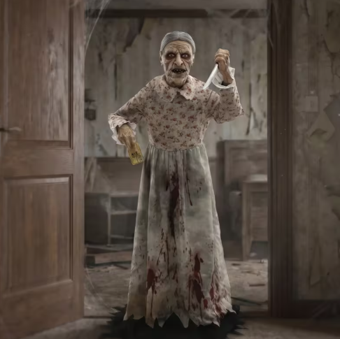 5 ft scary granny psycho Bates static prop
