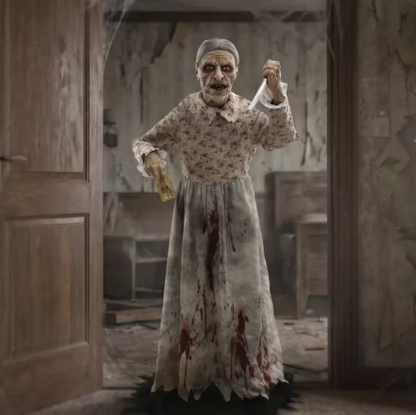 5 ft scary granny psycho Bates static prop