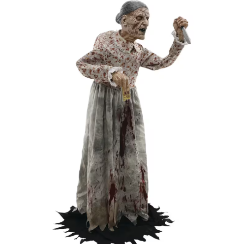 5 ft scary granny psycho Bates static prop