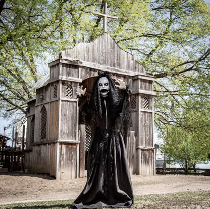 66" Jaw Dropping Black Bride Animated halloween Prop