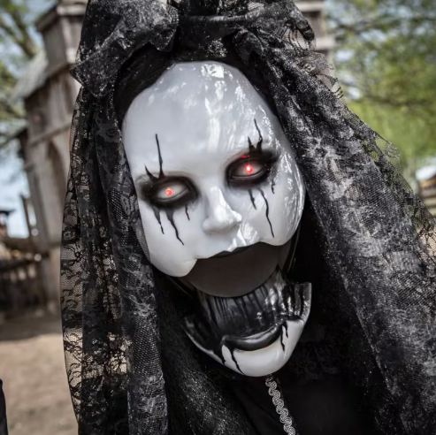 66" Jaw Dropping Black Bride Animated halloween Prop