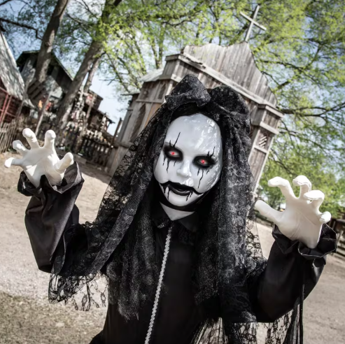 66" Jaw Dropping Black Bride Animated halloween Prop