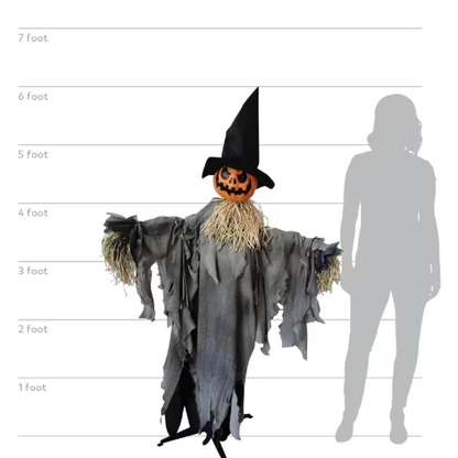 6 Ft Animated Pumpkin Scarecrow with Hat