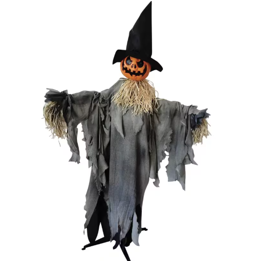 6 Ft Animated Pumpkin Scarecrow with Hat halloween decoraion