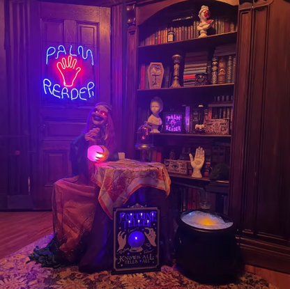 24" Lighted Neon PALM READER Sign halloween decoratiom