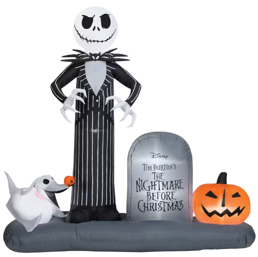 74" Jack & Zero Nightmare Before Christmas Inflatable