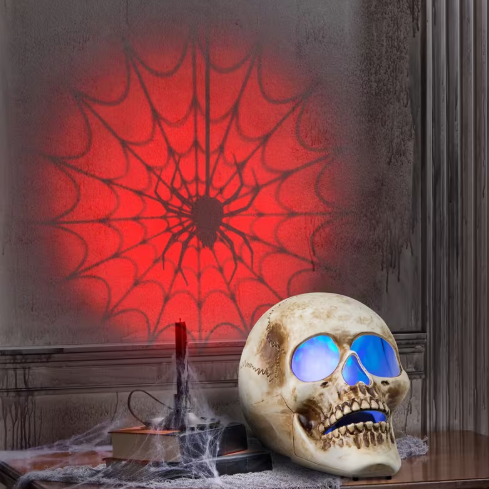 Blazing Scenes Skull Projector with Red Spider Web Projection