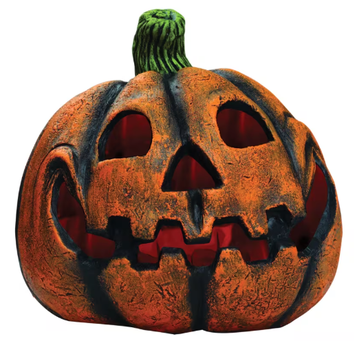 9" Funny Pumpkin Jack o Lantern - Resin
