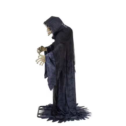 6 Ft. 9" Animated Rising Skeleton Reaper in Hooded Cloak giant Halloween prop decoration