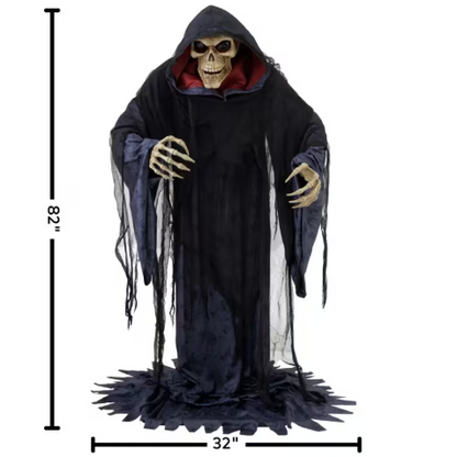 6 Ft. 9" Animated Rising Skeleton Reaper in Hooded Cloak giant Halloween prop decoration