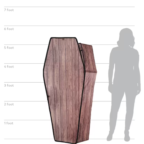 5 Ft wood look coffin Halloween decoration