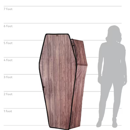 5 Ft wood look coffin Halloween decoration