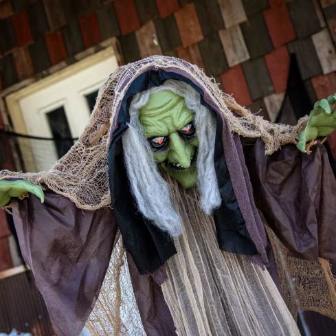 57" Hunchback Witch Animated Halloween Prop