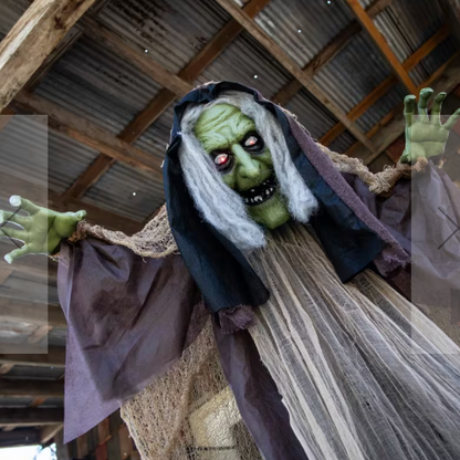 57" Hunchback Witch Animated Halloween Prop