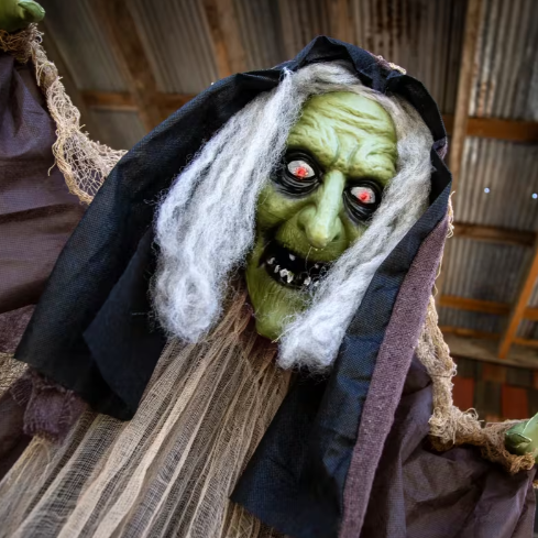 57" Hunchback Witch Animated Halloween Prop