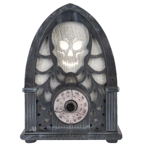 vintage look haunted radio animated Halloween prop