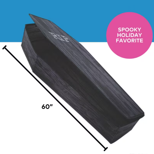 5 Ft Wood Look Coffin - Black halloween decoration