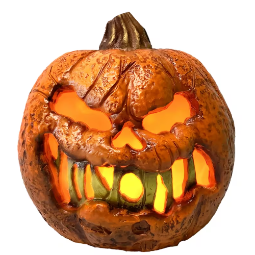 8" Rotten Flaming Pumpkin with Timer halloween decoration