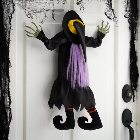 29" Kicking Crashed Witch Animated Halloween Decoration