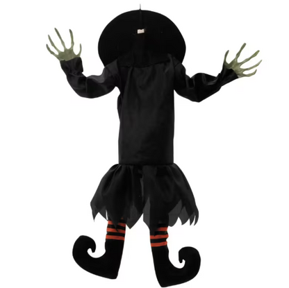 29" Kicking Crashed Witch Animated Halloween Decoration