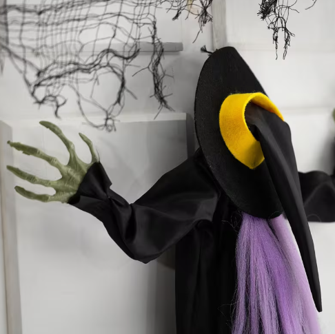 29" Kicking Crashed Witch Animated Halloween Decoration