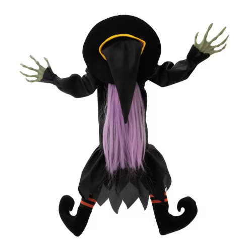29" Kicking Crashed Witch Animated Halloween Decoration