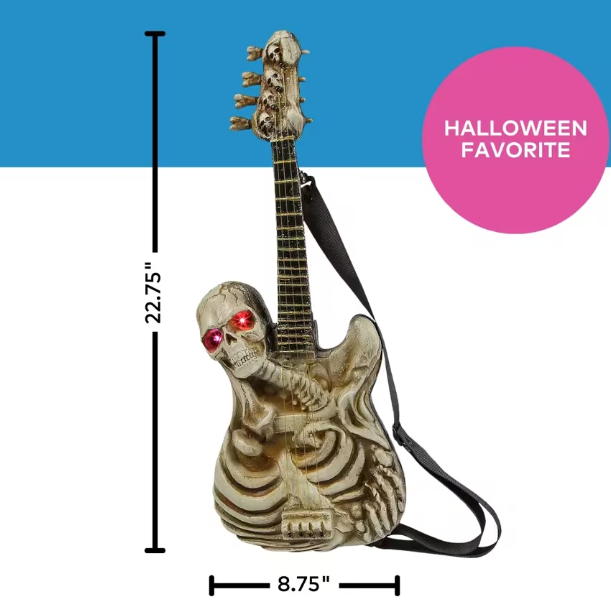 2 Ft Ghostly Skeleton Guitar Animated