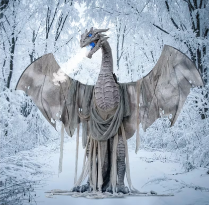 7 Ft Winter Dragon Animatronic halloween prop